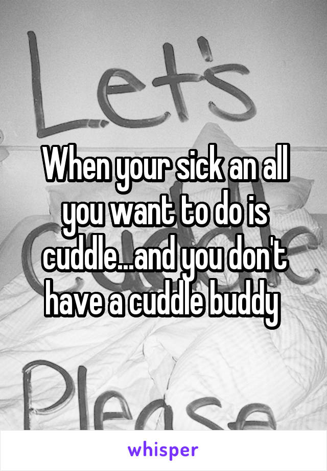 When your sick an all you want to do is cuddle...and you don't have a cuddle buddy 