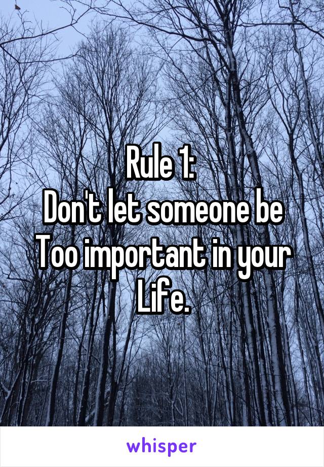 Rule 1: 
Don't let someone be
Too important in your Life.