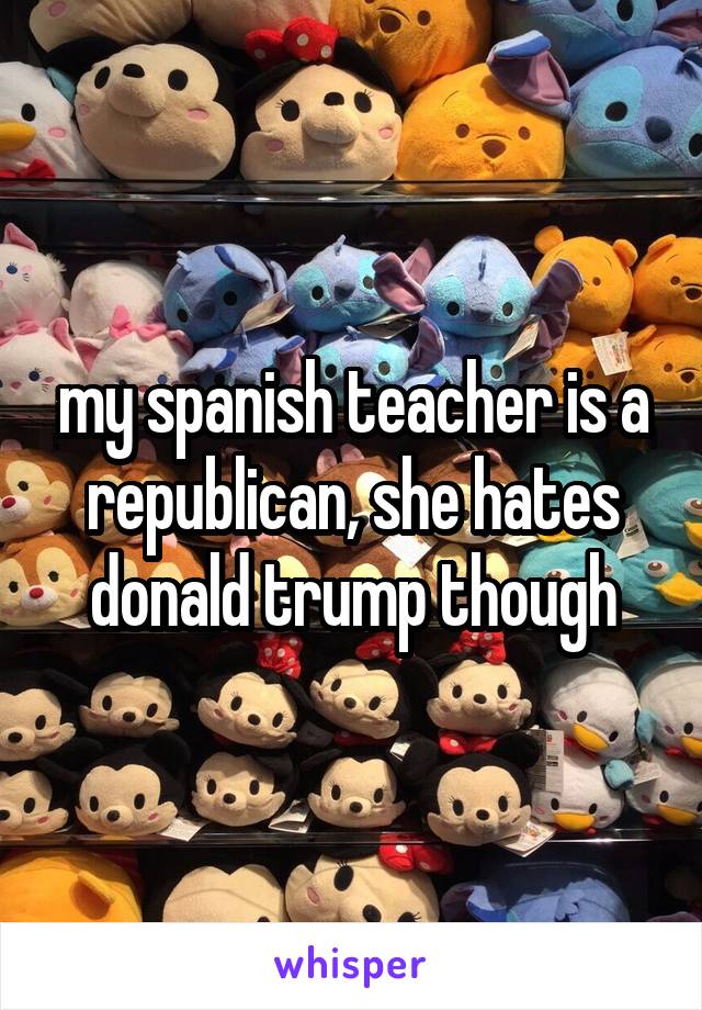 my spanish teacher is a republican, she hates donald trump though