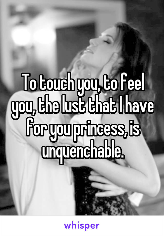 To touch you, to feel you, the lust that I have for you princess, is unquenchable.