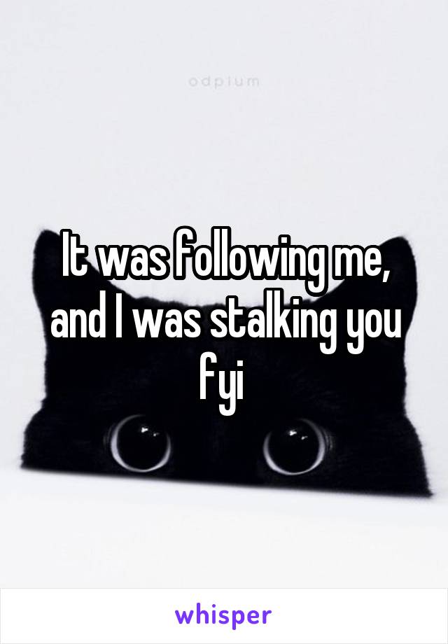 It was following me, and I was stalking you fyi 