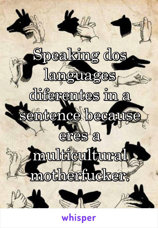 Speaking dos languages diferentes in a sentence because eres a multicultural motherfucker.