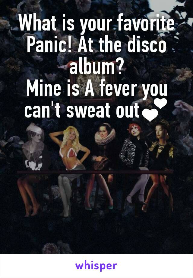 What is your favorite Panic! At the disco album?
Mine is A fever you can't sweat out💕