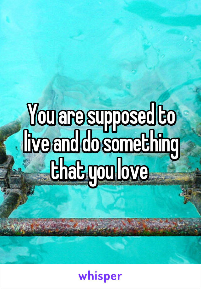 You are supposed to live and do something that you love 