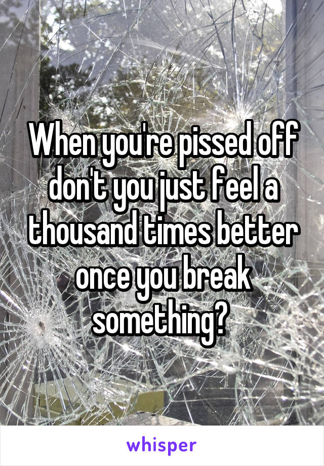When you're pissed off don't you just feel a thousand times better once you break something? 