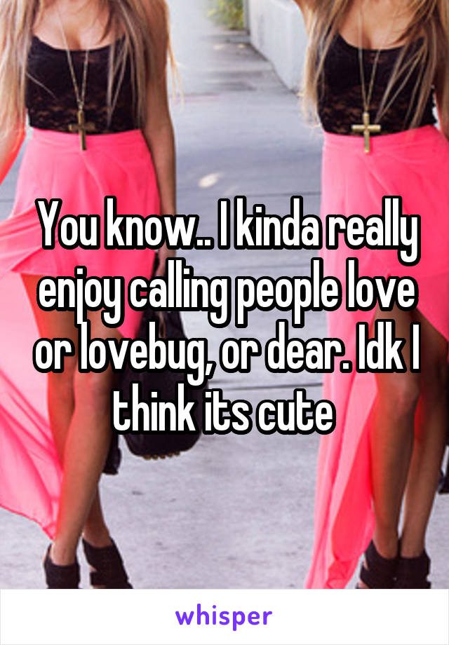 You know.. I kinda really enjoy calling people love or lovebug, or dear. Idk I think its cute 