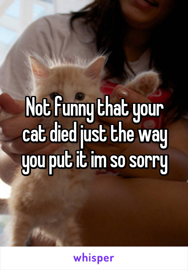 Not funny that your cat died just the way you put it im so sorry