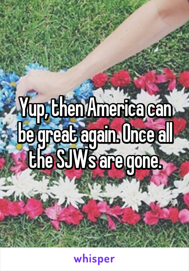 Yup, then America can be great again. Once all the SJWs are gone.