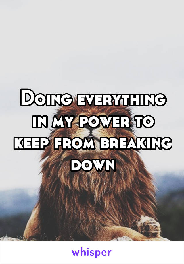 Doing everything in my power to keep from breaking down