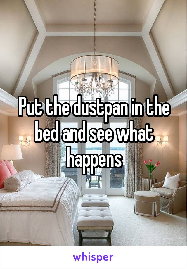 Put the dustpan in the bed and see what happens