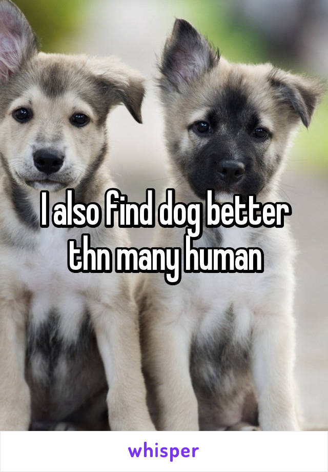 I also find dog better thn many human