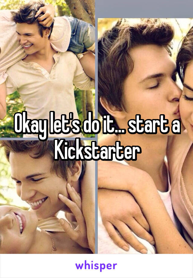 Okay let's do it... start a Kickstarter