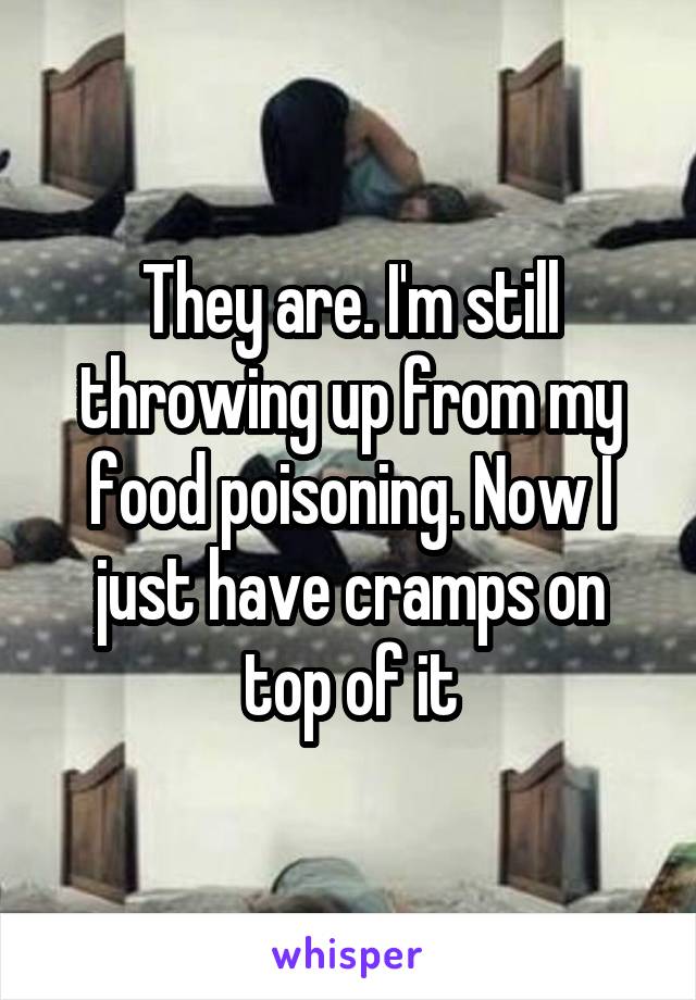 They are. I'm still throwing up from my food poisoning. Now I just have cramps on top of it