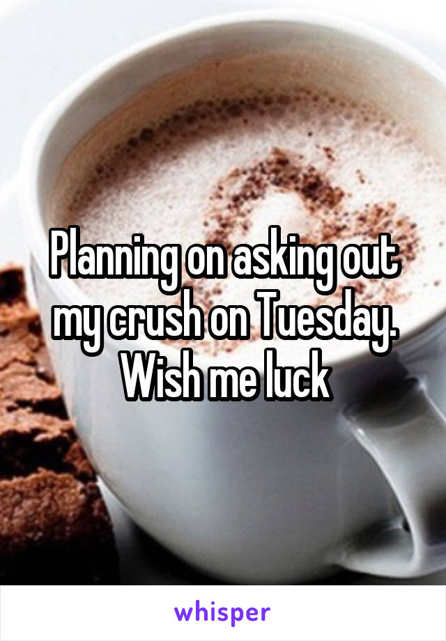 Planning on asking out my crush on Tuesday. Wish me luck