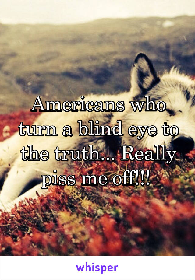 Americans who turn a blind eye to the truth... Really piss me off!!! 