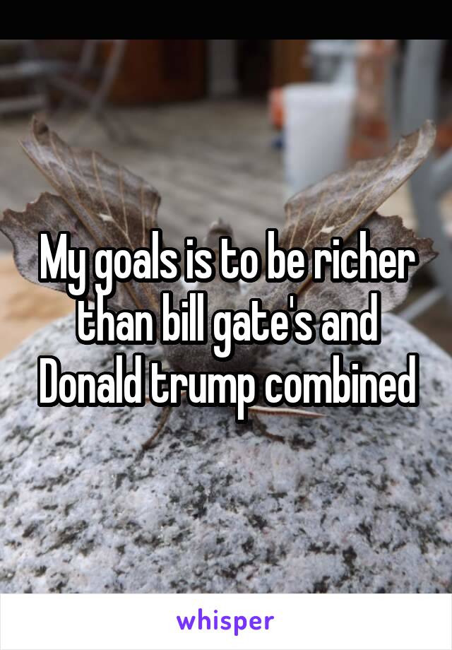 My goals is to be richer than bill gate's and Donald trump combined
