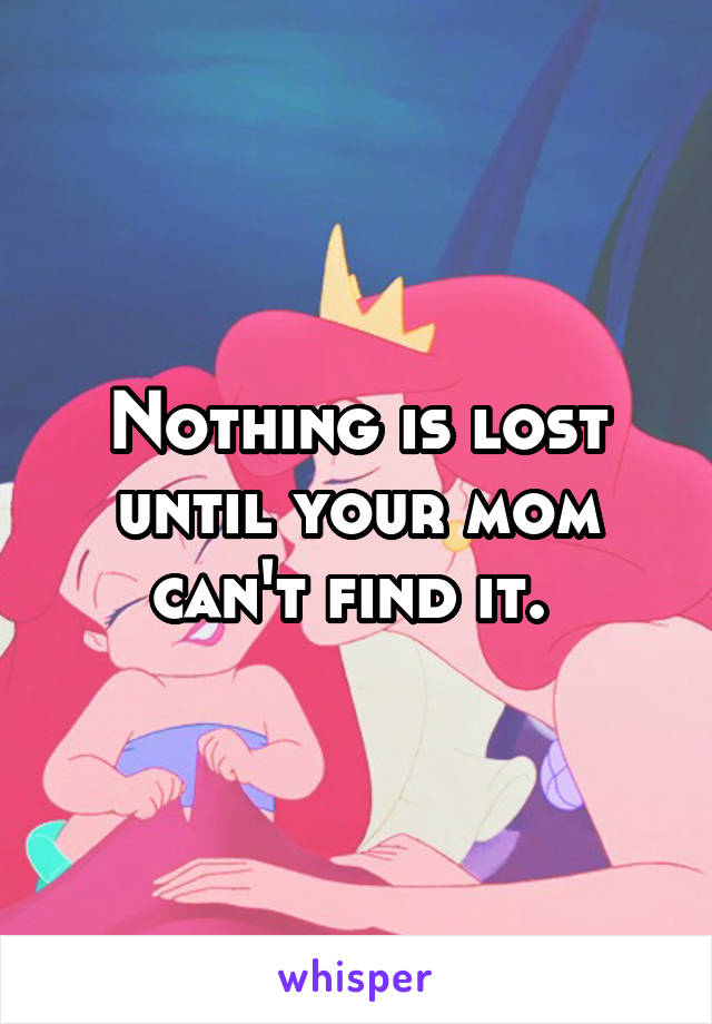 Nothing is lost until your mom can't find it. 
