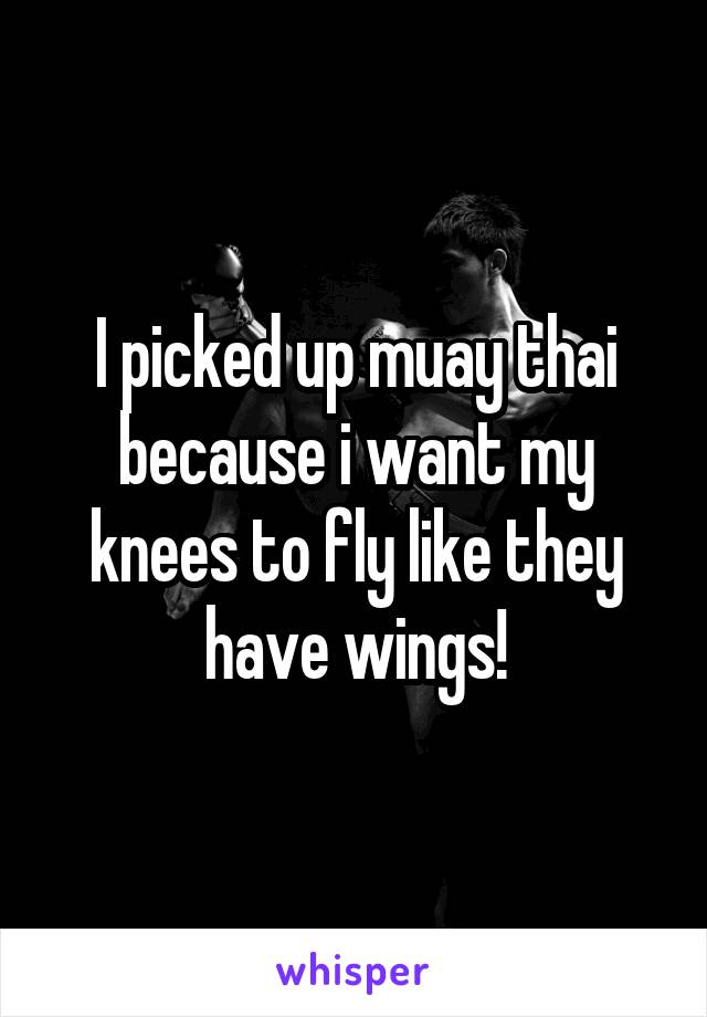 I picked up muay thai because i want my knees to fly like they have wings!