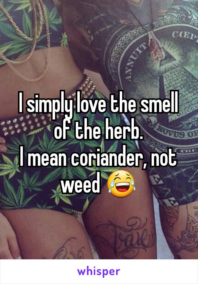I simply love the smell of the herb.
I mean coriander, not weed 😂