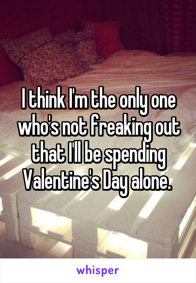 I think I'm the only one who's not freaking out that I'll be spending Valentine's Day alone. 