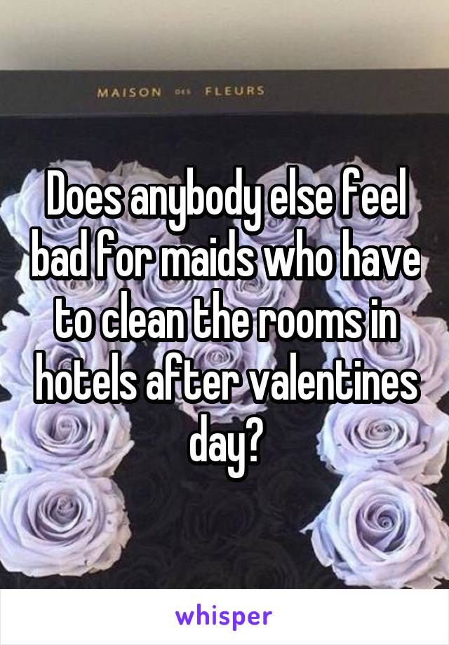 Does anybody else feel bad for maids who have to clean the rooms in hotels after valentines day?