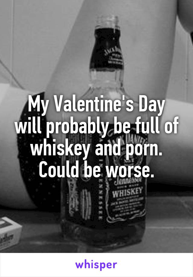 My Valentine's Day will probably be full of whiskey and porn. Could be worse.