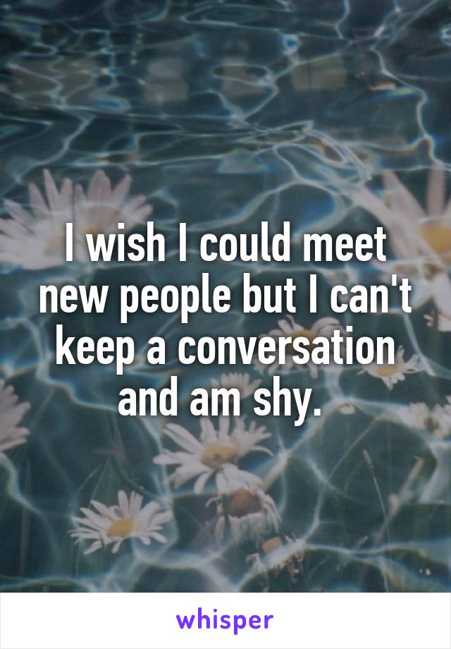 I wish I could meet new people but I can't keep a conversation and am shy. 