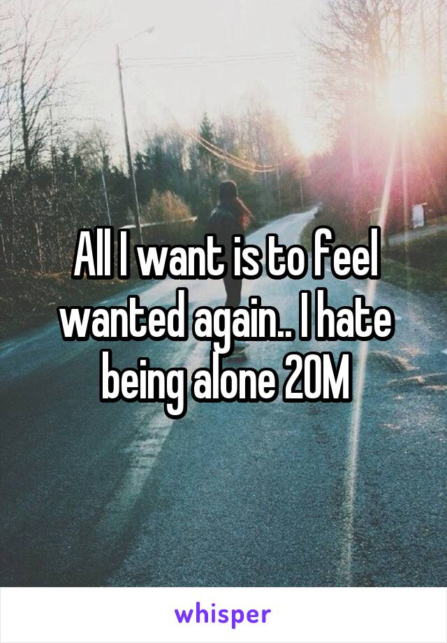All I want is to feel wanted again.. I hate being alone 20M