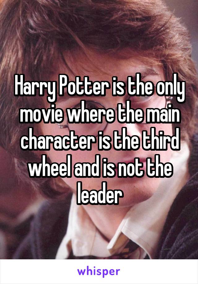 Harry Potter is the only movie where the main character is the third wheel and is not the leader