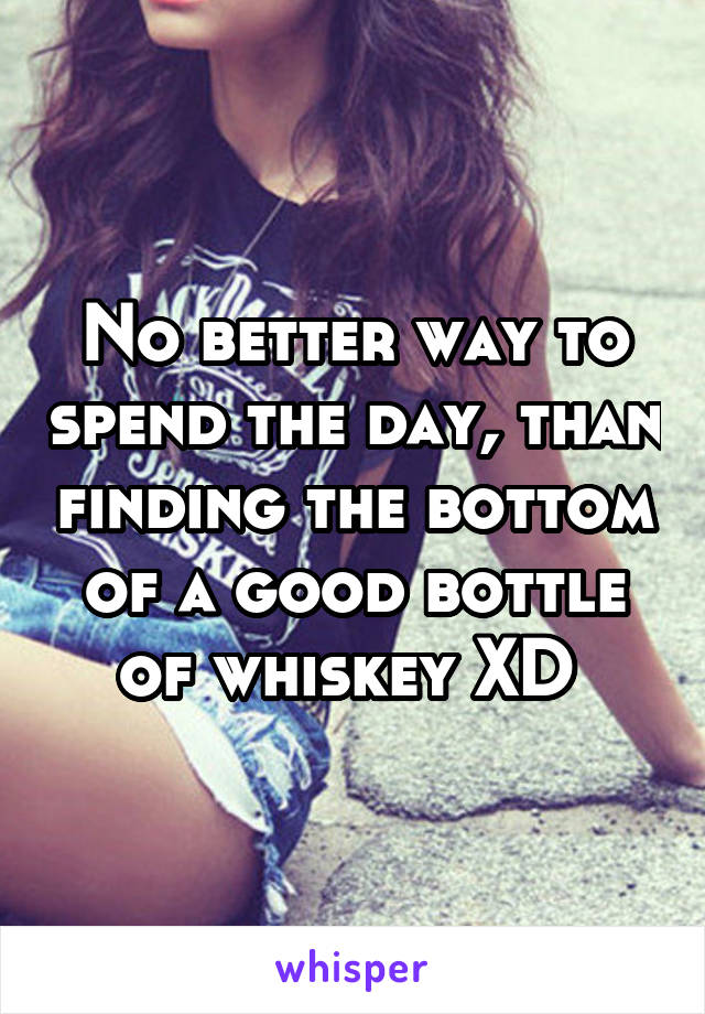 No better way to spend the day, than finding the bottom of a good bottle of whiskey XD 