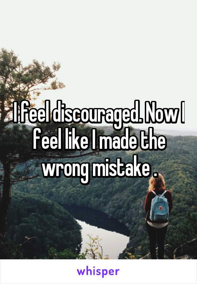 I feel discouraged. Now I feel like I made the wrong mistake .