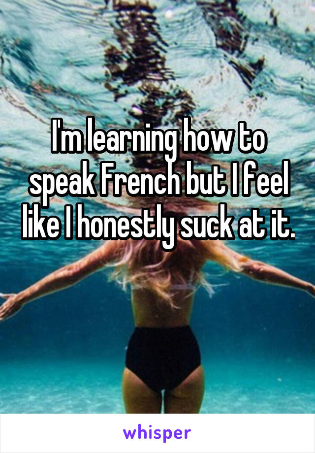 I'm learning how to speak French but I feel like I honestly suck at it. 
