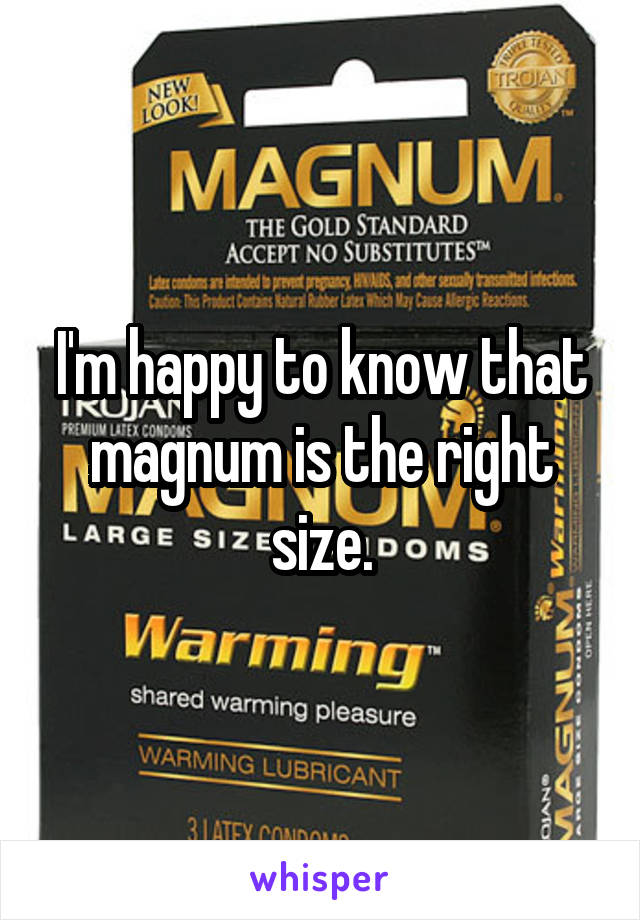 I'm happy to know that magnum is the right size.