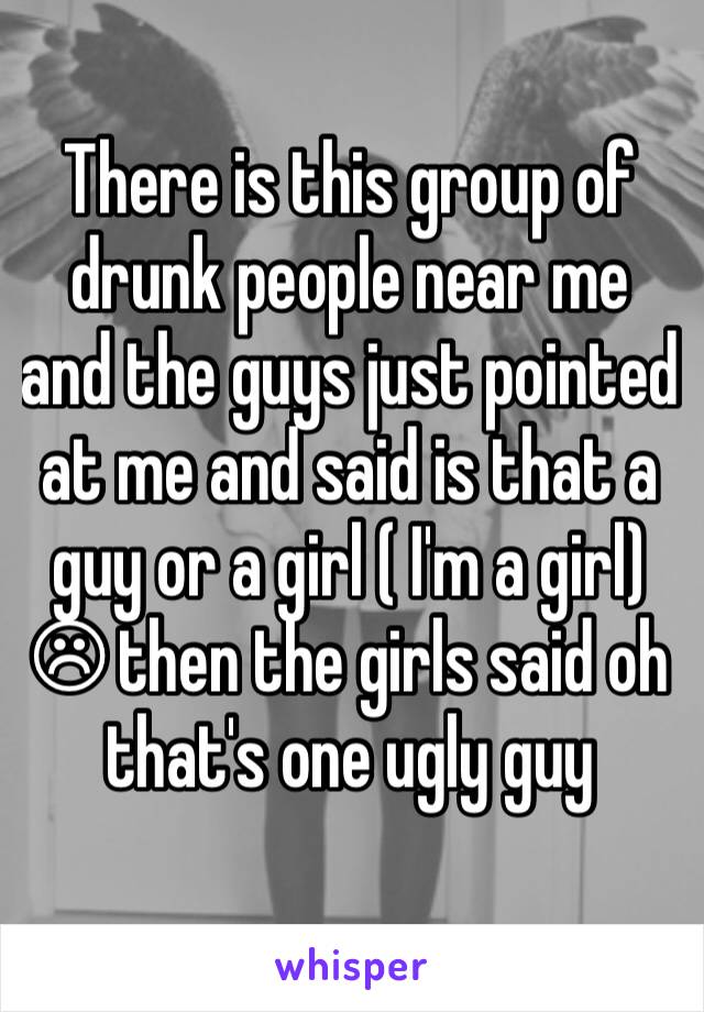 There is this group of drunk people near me and the guys just pointed at me and said is that a guy or a girl ( I'm a girl) ☹ then the girls said oh that's one ugly guy