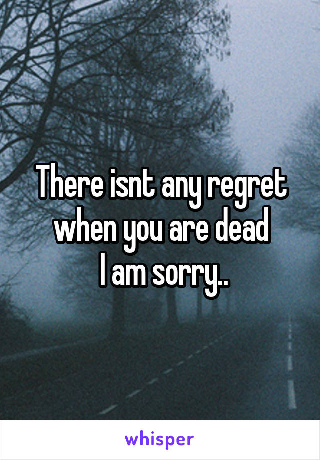 There isnt any regret when you are dead
 I am sorry..