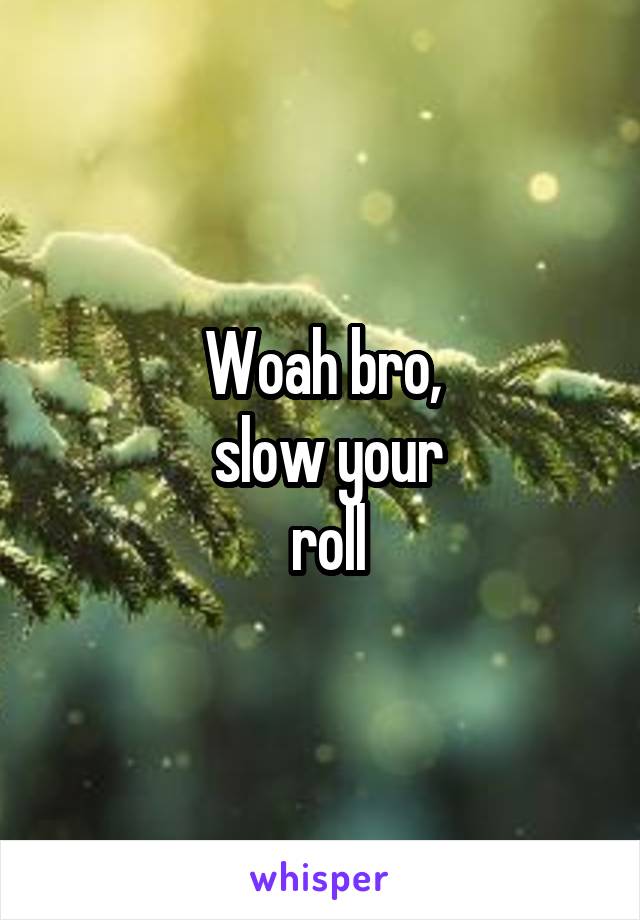 Woah bro,
 slow your
 roll