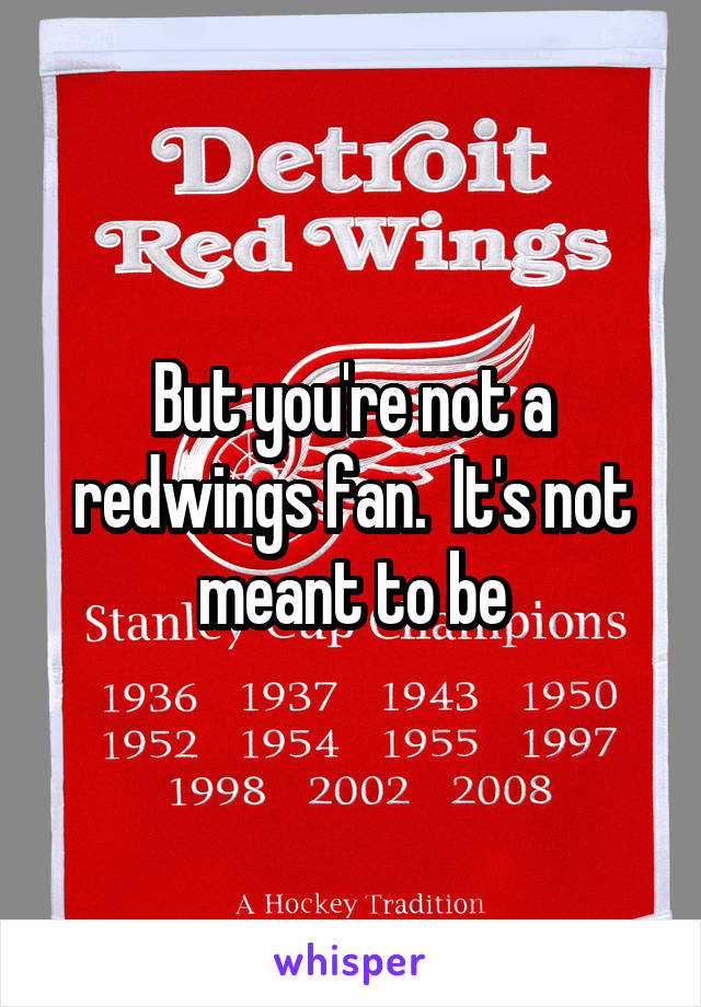 But you're not a redwings fan.  It's not meant to be