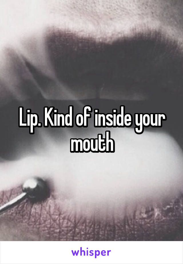 Lip. Kind of inside your mouth