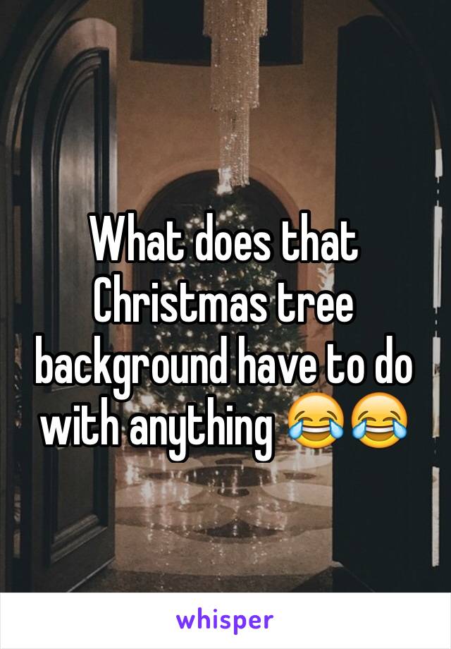 What does that Christmas tree background have to do with anything 😂😂