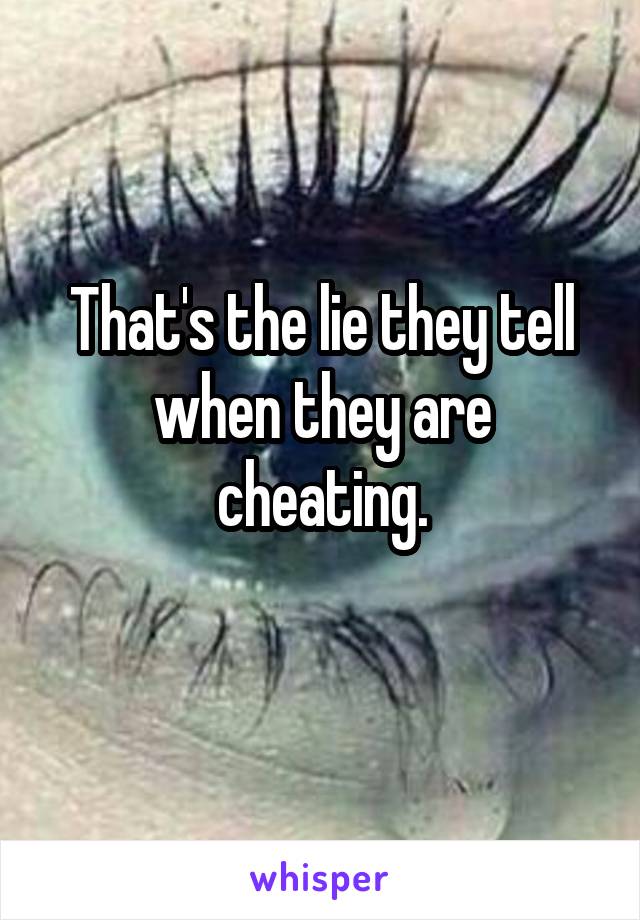 That's the lie they tell when they are cheating.

