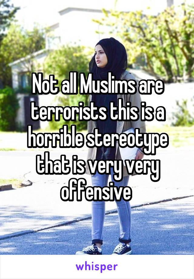Not all Muslims are terrorists this is a horrible stereotype that is very very offensive 