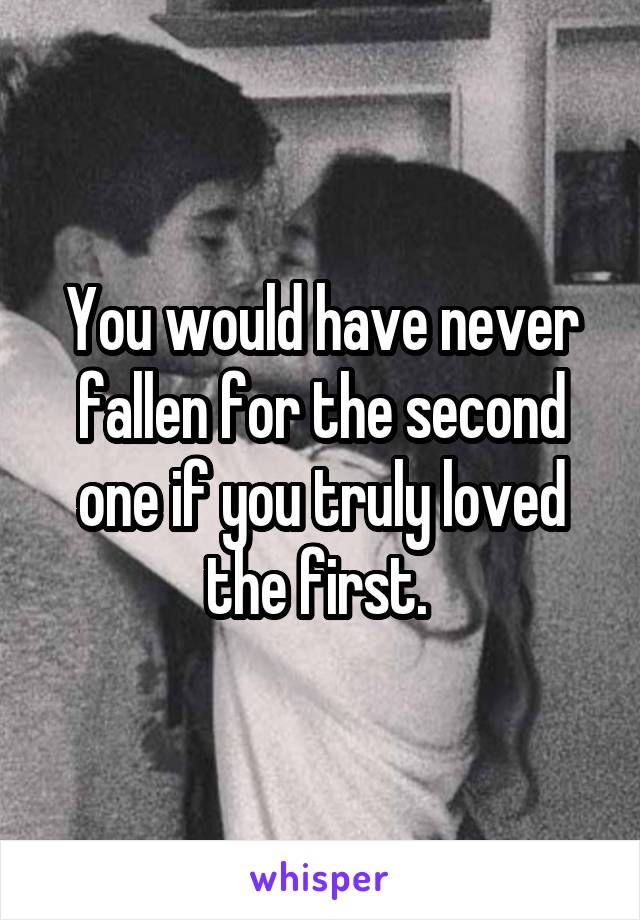 You would have never fallen for the second one if you truly loved the first. 