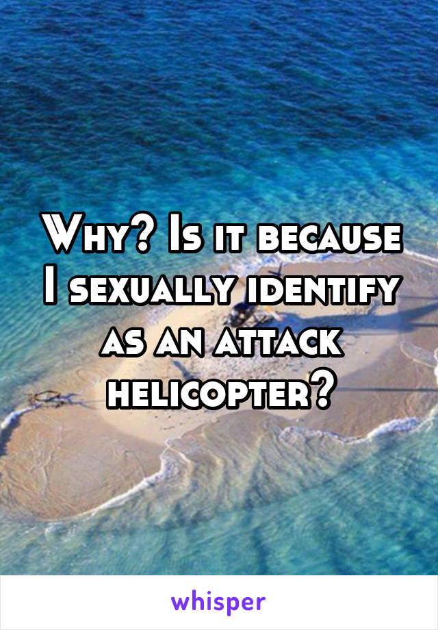 Why? Is it because I sexually identify as an attack helicopter?