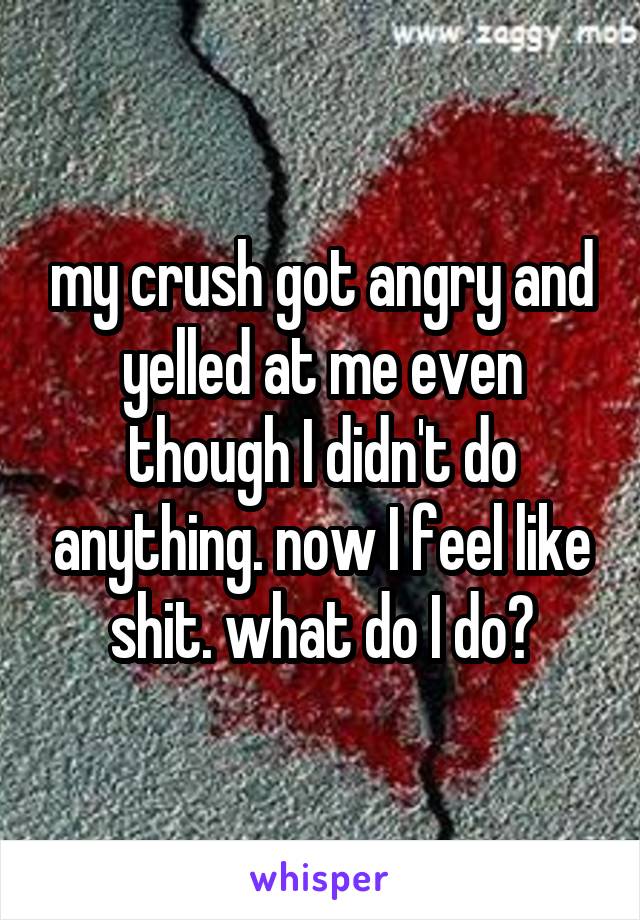 my crush got angry and yelled at me even though I didn't do anything. now I feel like shit. what do I do?