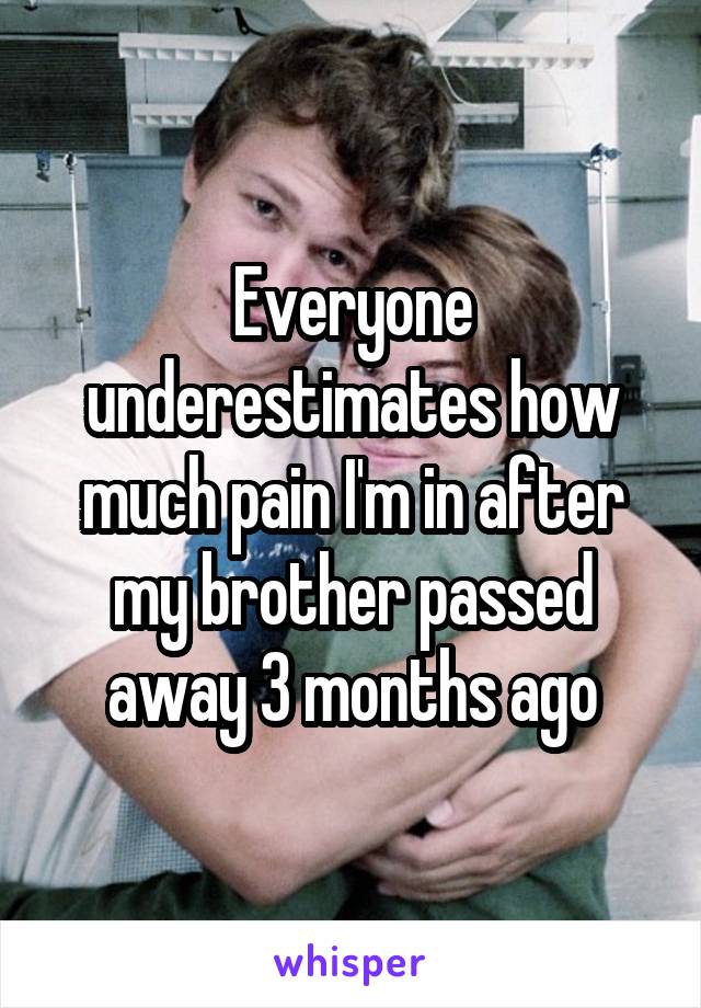 Everyone underestimates how much pain I'm in after my brother passed away 3 months ago