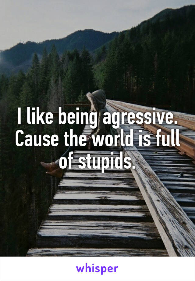 I like being agressive. Cause the world is full of stupids.