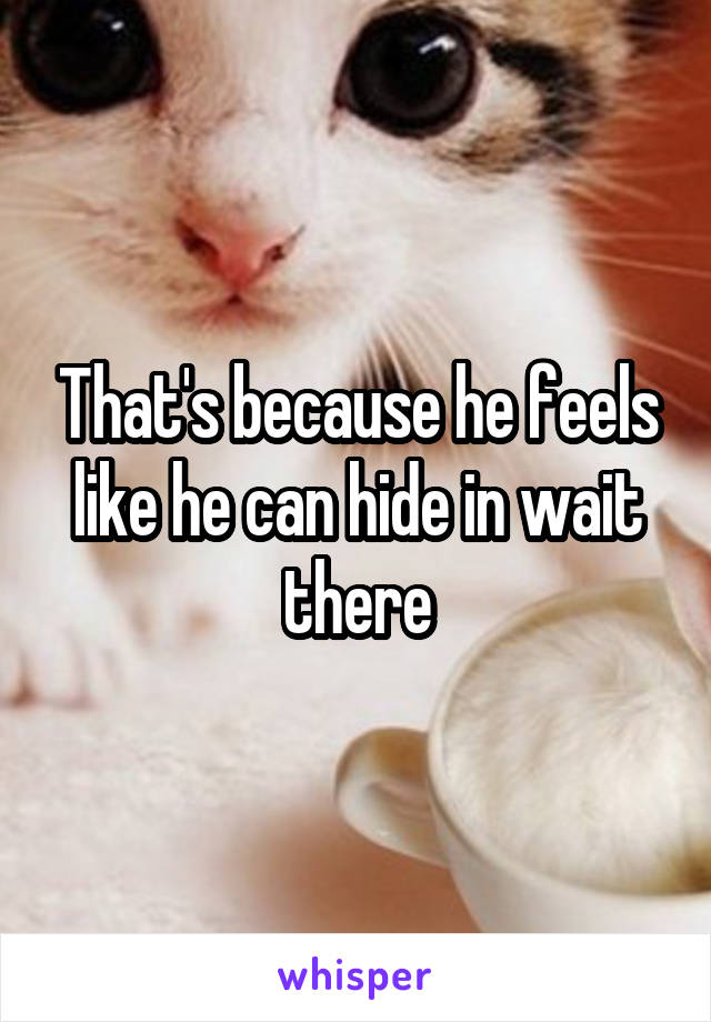 That's because he feels like he can hide in wait there