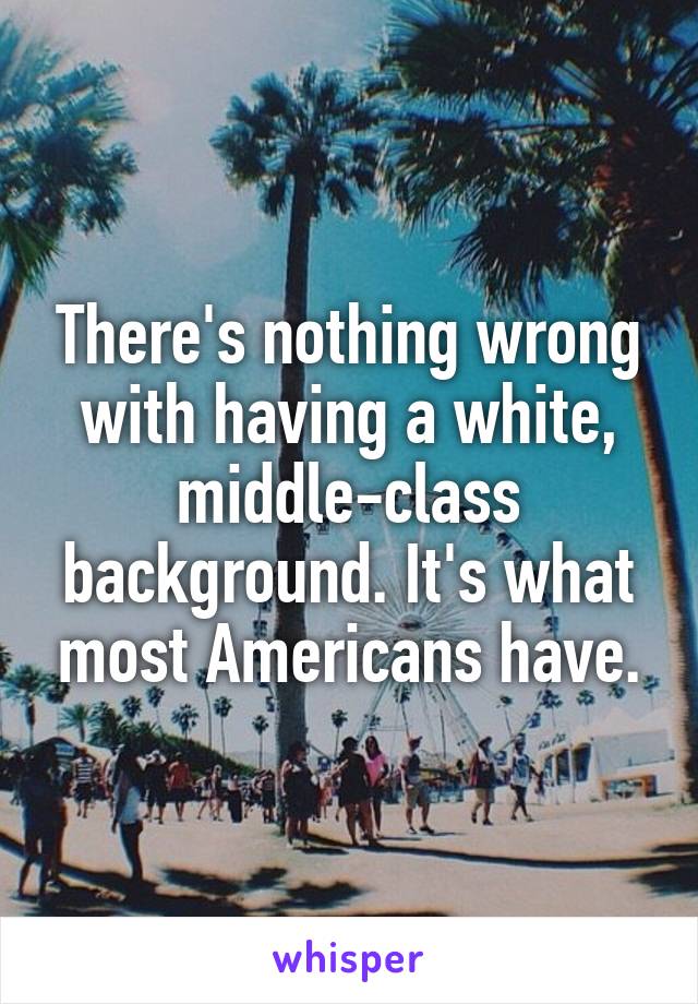 There's nothing wrong with having a white, middle-class background. It's what most Americans have.