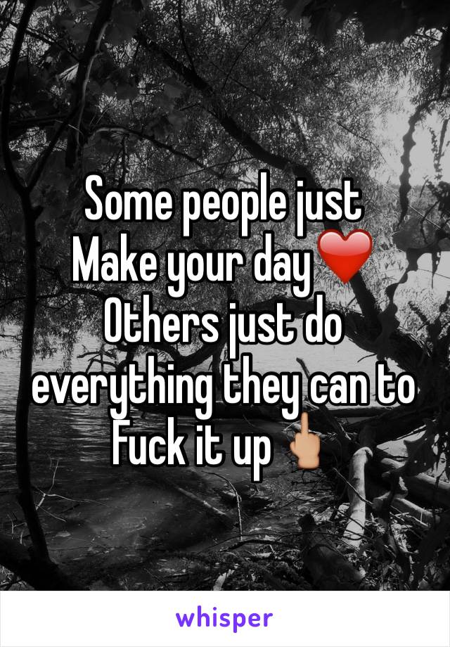 Some people just 
Make your day❤️
Others just do everything they can to 
Fuck it up🖕🏼