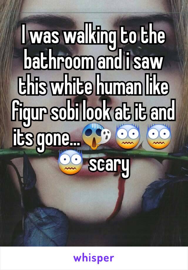 I was walking to the bathroom and i saw this white human like figur sobi look at it and its gone...ðŸ˜±ðŸ˜¨ðŸ˜¨ðŸ˜¨ scary 